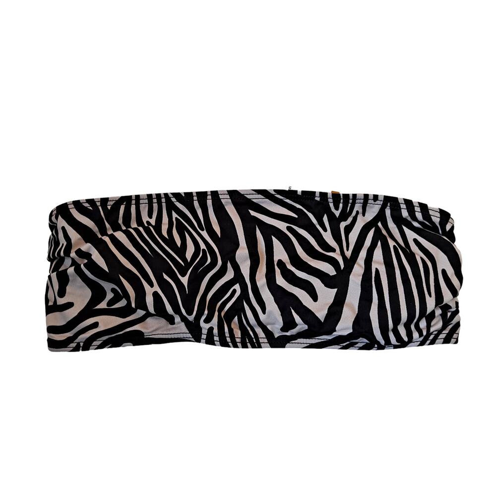 Beach Riot Black Tan & Beige Kelsey Zebra Print Bikini Swim Top - Size S